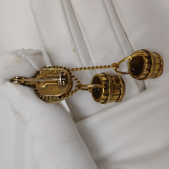 Vintage Zental 2 Well Buckets On Pulley Brooch - Picture 4 of 6